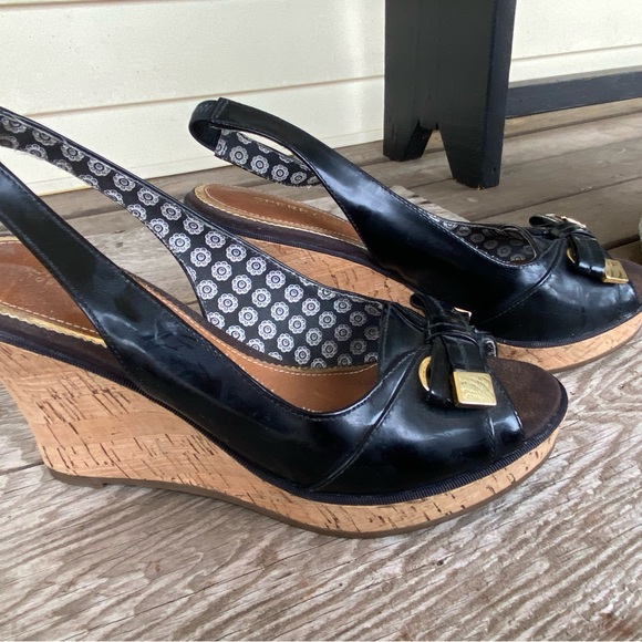 Sperry Shoes - SPERRY TOPSIDER SOUTHAMPTON patent leather cork wedge slingback front bow shoes